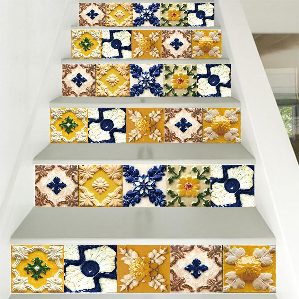 10pcs Flat Rustic Retro Tiles Wall Sticker Kitchen Backsplash Wardrobe Bathroom Glass Waterproof Self-adhesive Art Wallpaper