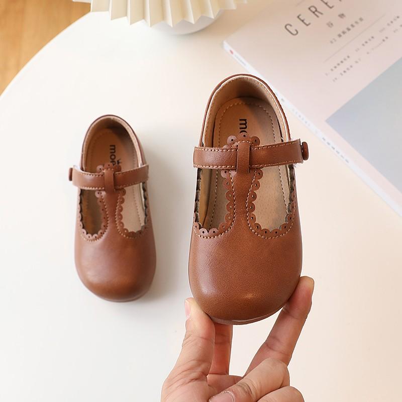 Korean Children's Leather Shoes Simple Cute Kids Lace Breatheable 2024 Spring and Autumn New Girls Casual Shoes Solid Color Flat