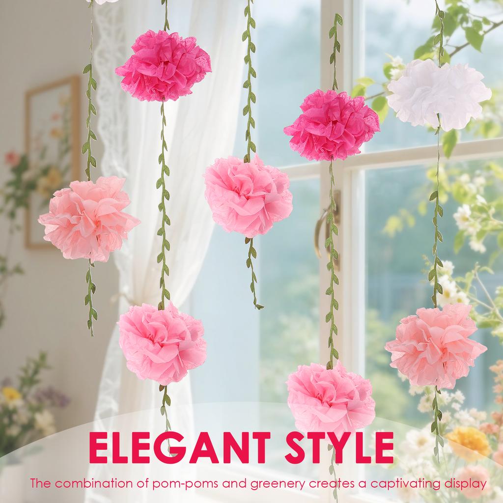 2Pcs Paper Flower Garland Decorative Paper Flowers Homarkable Nude Tissue Paper Pom Pom Garlands for Birthday Wedding Decoration