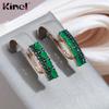 Kinel Green Opal Zircon Luxury Earrings For Women Black Plating Rose Gold Color Fine Jewelry