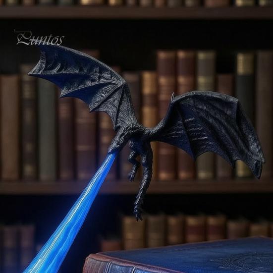 Уникальные книжные полки Украшения Драконий Уголок Свет, 3D-печатный Фантастический Декор для полки с Огненным Дыханием, Летающая Фигурка Пламени на Подставке для стола, Фигурка, Хэллоуин