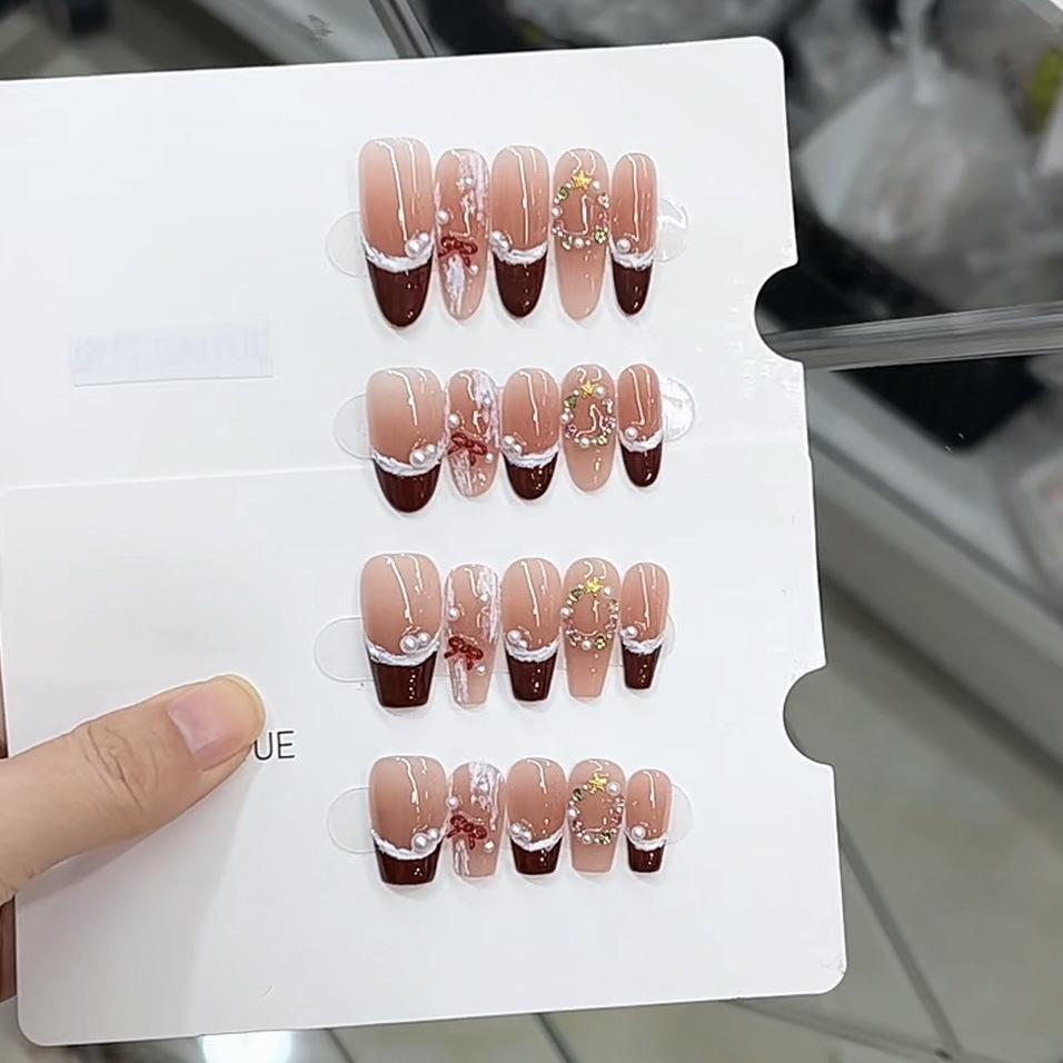 Чистая ручная работа Фототерапия Носимая броня Рождественская песня о любви Готовое изделие Многоразовые патчи для нейл-арта Снимаются