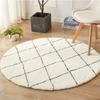 Nordic Round Carpet Living Room Furry Kids Bedroom Bedside Rug Floor Foot Mat Modern Black And White Lattice Moroccan Home Decor