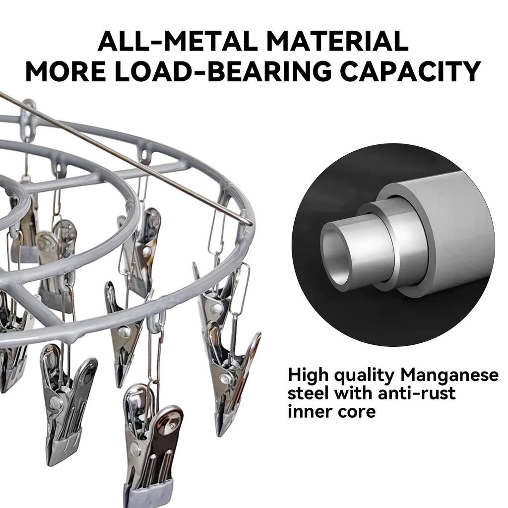 Сушильная стойка для одежды, нержавеющая сталь, вешалка для белья, прочный круглый поворотный ветрозащитный крючок, вешалка для нижнего белья, полотенце, бюстгальтеры, носки, нижнее белье