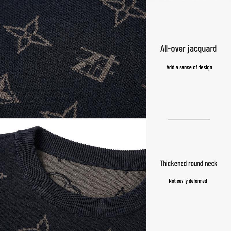 Caizi Men's Pullover Round Neck Sweater