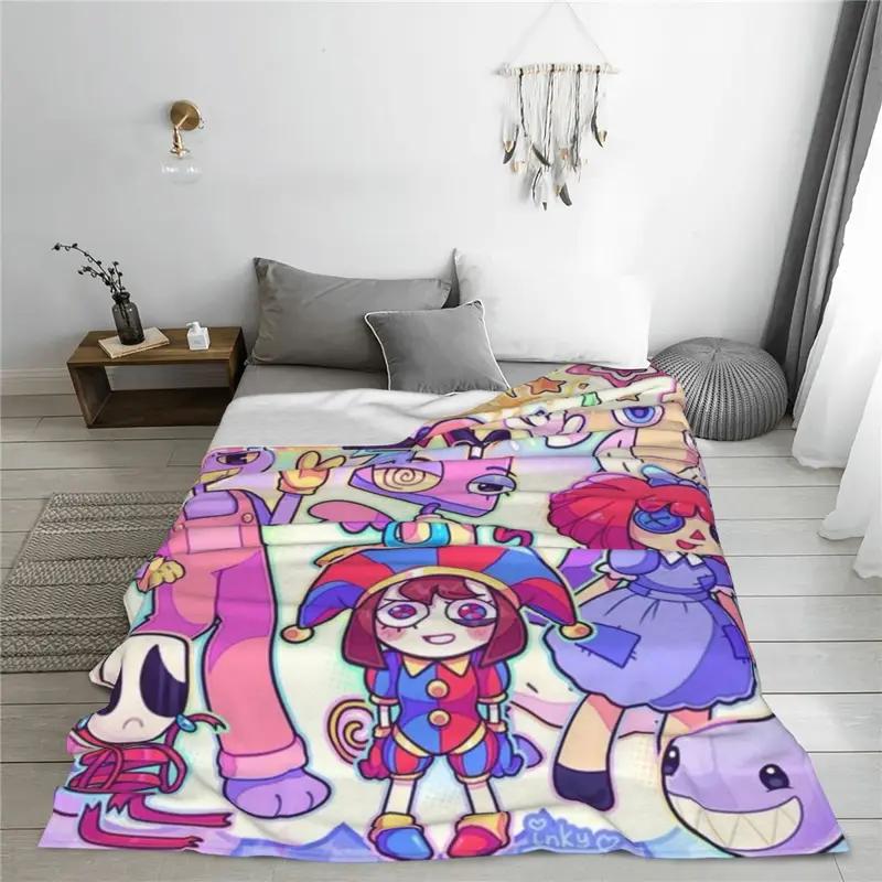 Anime The Amazing Digital Circus Blankets Fleece Spring Autumn Multi function Ultra Soft Blanket for Sofa Travel Bedspread
