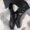 Huge and easy to wear! High-heeled elastic thin boots square head side zipper new niche thick-heeled temperament short boots