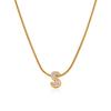 European and American 18K Gold English Letter Pendant Necklace Stainless Steel Snake Bone Chain Slightly Inlaid Zircon Full Diamond Collarbone Chain