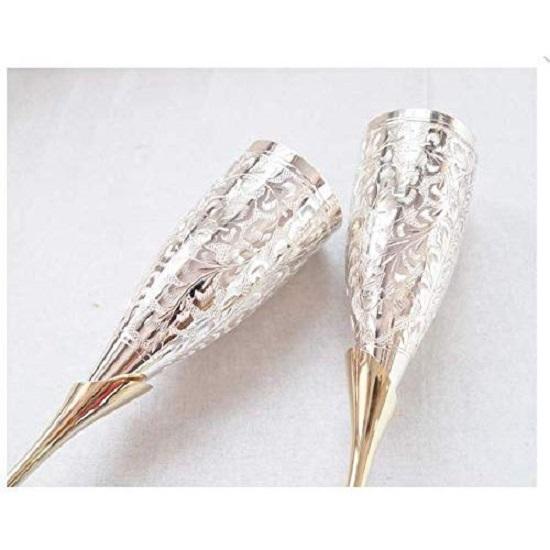 Бокал для вина из нейзильбера с красивой бархатной подарочной упаковкой и с сумкой для переноски (Набор из 2 штук / Стекло / 28 сантиметров)