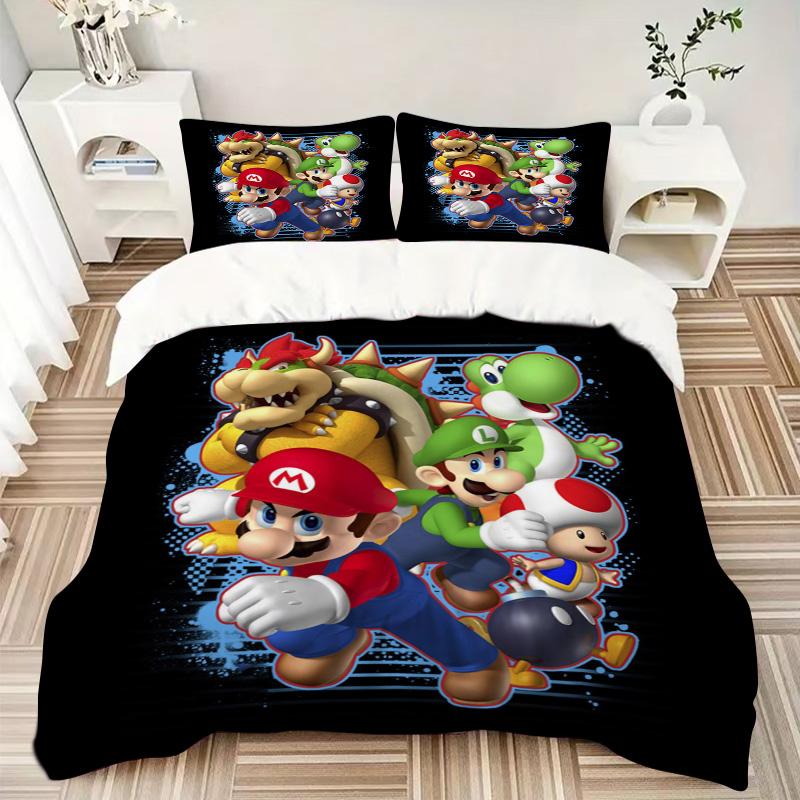 Super Mario Bros Adventure Print 3Pcs Bedding Setduvet Cover With 2 Bedropillowcase Home Birthday Gift