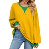 Spring and Autumn Women's Plus Size Color Collision Round Neck Loose Long Sleeve Sweatshirt Top