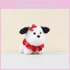 Lovely Cartoon Dog Keychain Plush Toy With Soft Fabric And Adorable Bow Detail