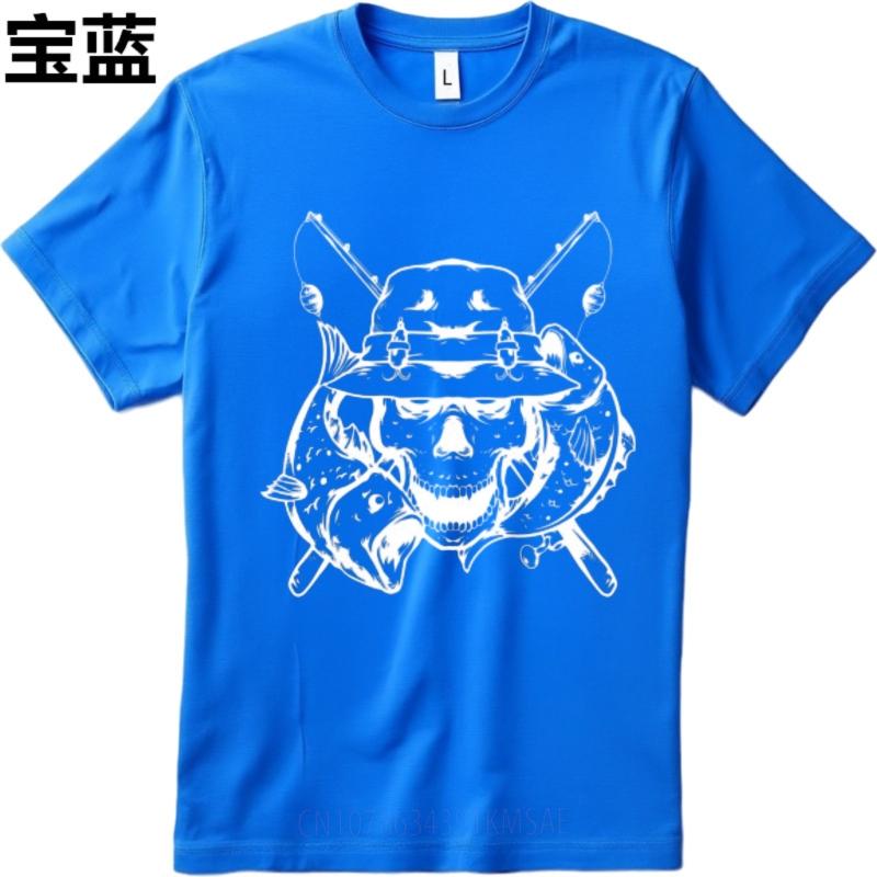 Top tees Travel For her Oneck t shirt Graphic Skull With Fishing Hat And Rods Retro Unisex Teeshirt Comfort Tshirt Casual Tee