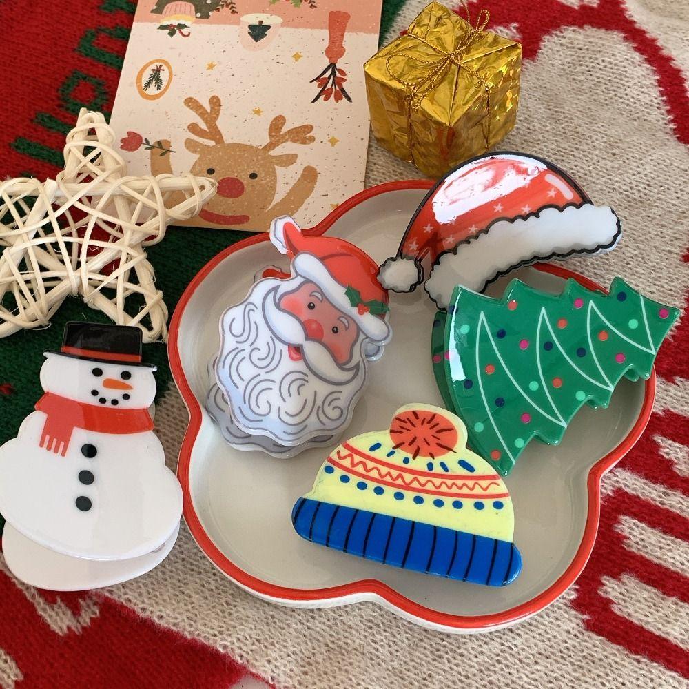 Christmas Hat Christmas Hair Claw Christmas Sock Small Shark Clip Unique Santa Claus Hairpin Daily