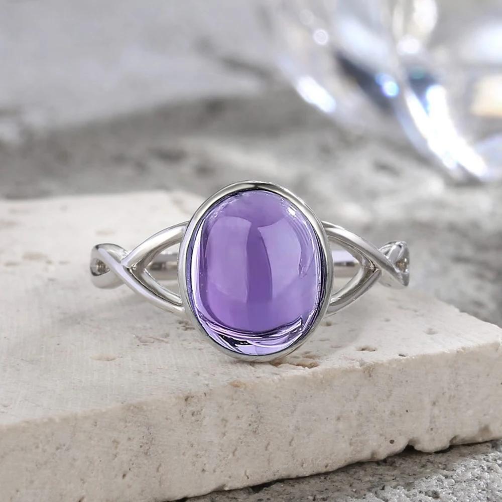 Серебряные кольца S925 с аквамарином Простые кольца Синий натуральный камень Овальный 8*10 мм Подарок на вечеринку Изящные ювелирные кольца для женщин
