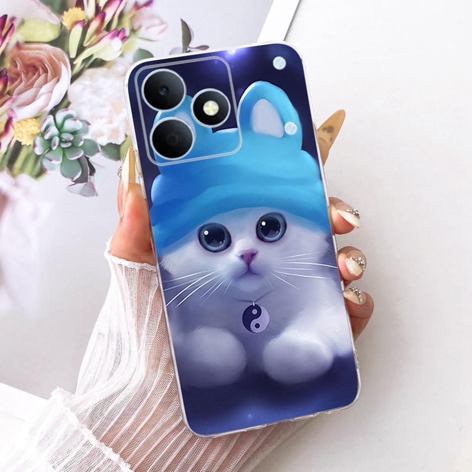 Чехол для Realme Note 80 4G RMX5388 Милый Кот Цветы Рисованный Чехол Мягкий Силиконовый Чехол Для Realme Note 80 Note80 Задняя Крышка Fundas