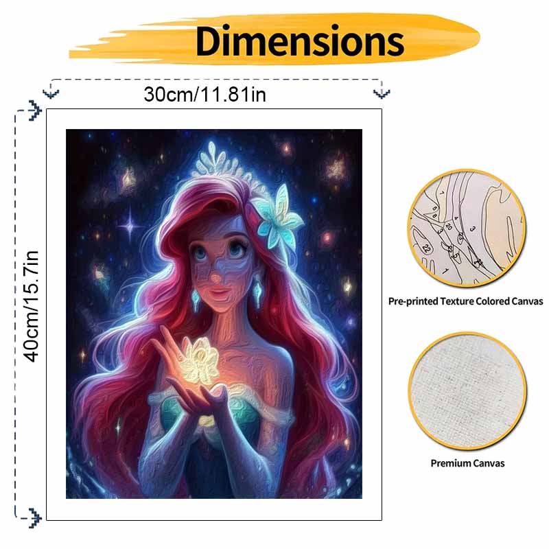Disney Набор для рисования 'Принцесса' Масляные краски Точки Декор для стены дома Блеск Ариэль Цветок Блестки