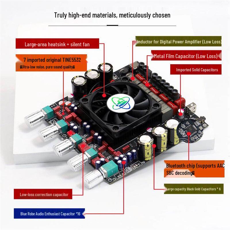 AS21HPA 2.1-канальный высокомощный Bluetooth-усилитель с мощным басом (300 Вт x 2 + 600 Вт, TPA3255)
