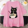 Футболка с изображением лапши Ramen Cat, футболки Foodie Lover, черные футболки с изображением лапши Cat, повседневная футболка с коротким рукавом в стиле ретро для мужчин и женщин, одежда