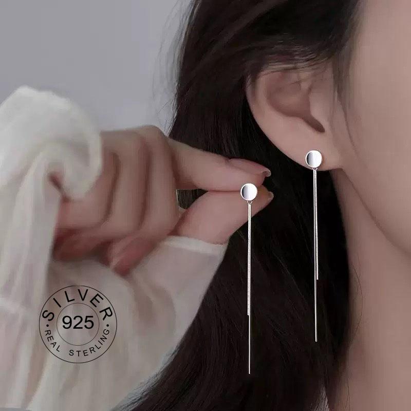 Винтажные серьги из серебра 925 пробы для женщин Модные Простые Длинные Серьги-подвески Звезда Украшения Предотвращение Аллергии Аксессуары для Вечеринки