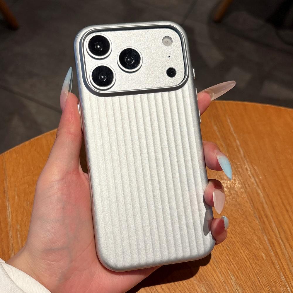 Luxury Phone Case For 17 Pro Max 16 15 14 Plus 13 12 11 Slim Matte Luggage Striped Textured Corrugated Shockproof Cover