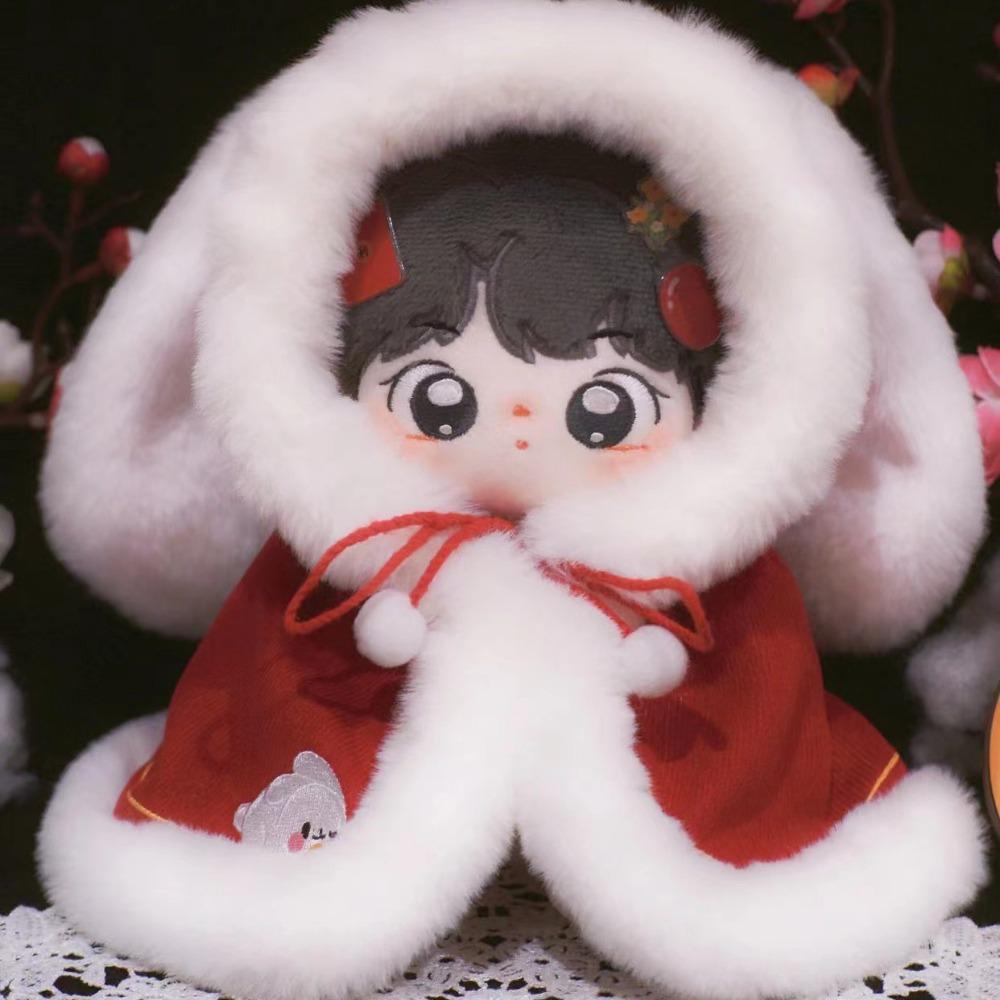 20CM Doll New Year's Clothing Hairy Mini Clothes High Quality Doll Plush Cloak  20cm Cotton Doll