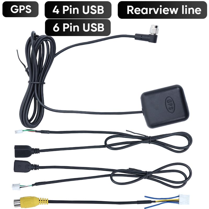 Car Stereo Radio Android CD MP5 Video Harness Adapter Player Multimedia Navigation GPS 6 Pin USB 4 Pin USB Rearview Line Harness Radio Accessories 4