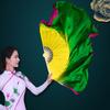 1 шт. Градиентный двухцветный шелковый танцевальный веер Двусторонний классический танец Янко Восточные танцы Удлиненный веер Реквизит для выступления