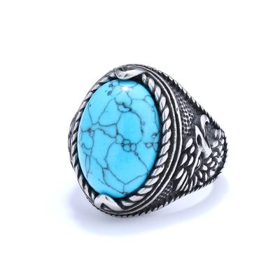 Кольцо из титановой стали с дизайном орла, с бирюзой и тигровым глазом, для мужчин и женщин, модная бижутерия