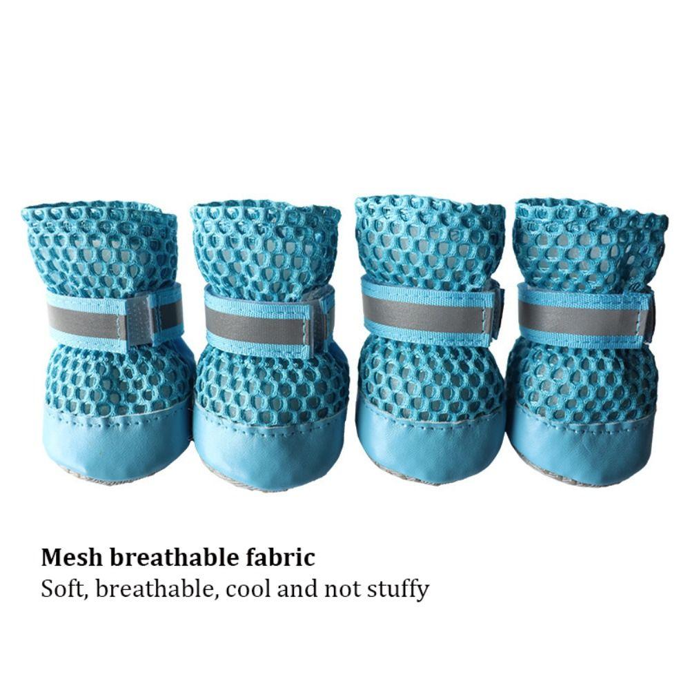 4pcs/set New Breathable Pet Dog Shoes Non-Slip Adjustable Puppy Shoes Lightweight Soft Sole Dog Boots Daily Walking