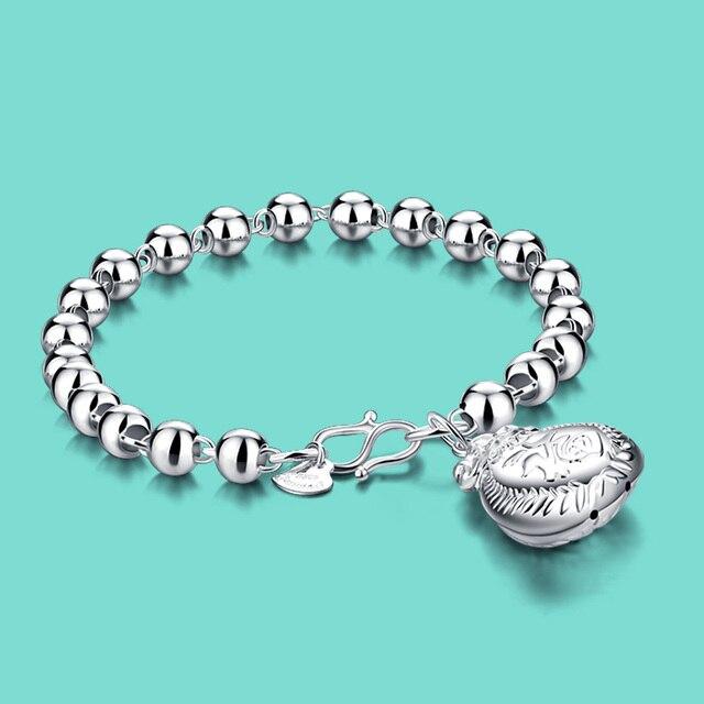 6 мм стиль браслет из стерлингового серебра 925 пробы женский браслет из бисера с замком и замком дизайн однотонный серебряный браслет подарок на день рождения