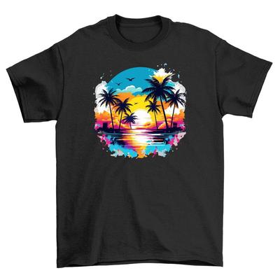 Summer57 Sunset Feel T Shirt Funny Palm Trees Design 100 Cotton