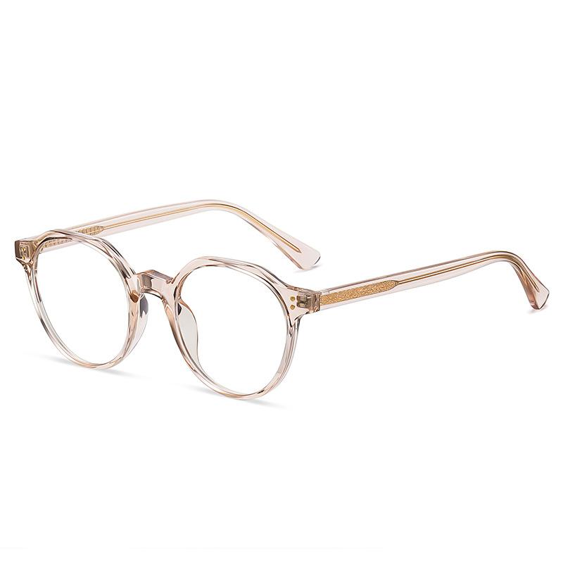 HBK Unisex Anti Blue Light Eyeglasses Solid Pattern Round Alloy Frame TR-90 Material Prescription Computer Eyewear Men Women