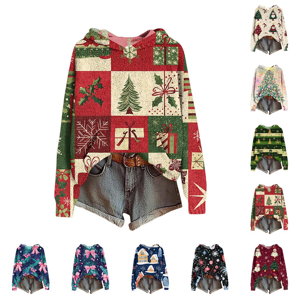 Женская модная повседневная толстовка с капюшоном и длинными рукавами с принтом