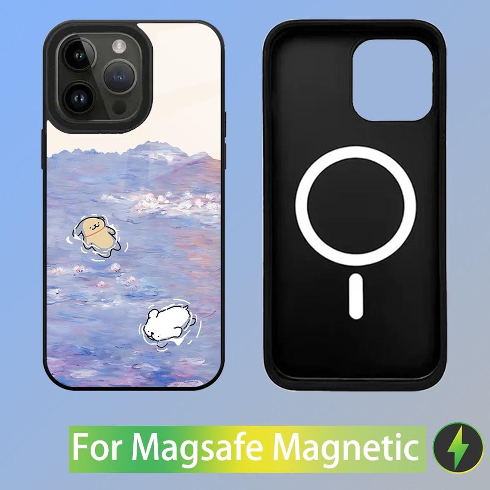 Korea line puppy Maltese Phone Case For iPhone 15,14,13,12,11,Plus,Pro,Max Mini Magsafe Magnetic Wireless Charging