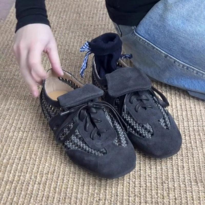 Ретро Плоская Обувь Desun 2025 Новые Универсальные Дышащие Спортивные Повседневные Туфли на Шнуровке ForrestShoes для Женщин