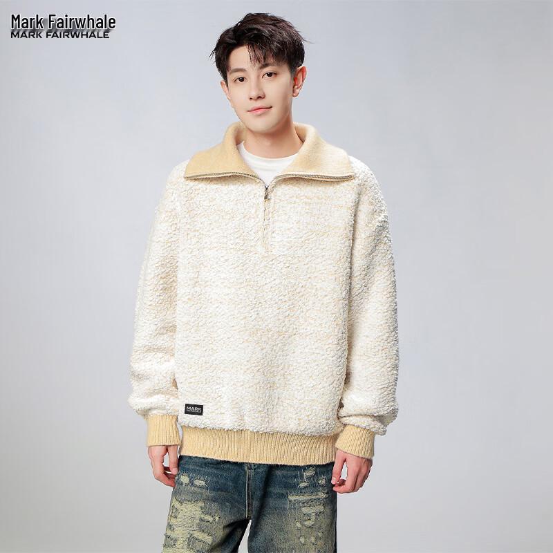 MARK FAIRWHALE Men's Retro Color Block Loose Knit Sweater