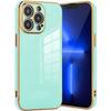 Protective Case - E.F.CONNECTION - for iPhone 13 Pro - Flexible - Turquoise - Gold Edge