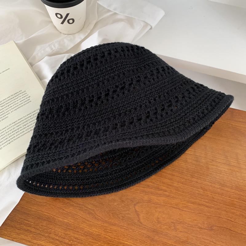 Панама женская летняя новая вязаная ажурная панама солнцезащитная шляпа универсальная шляпа-ведро