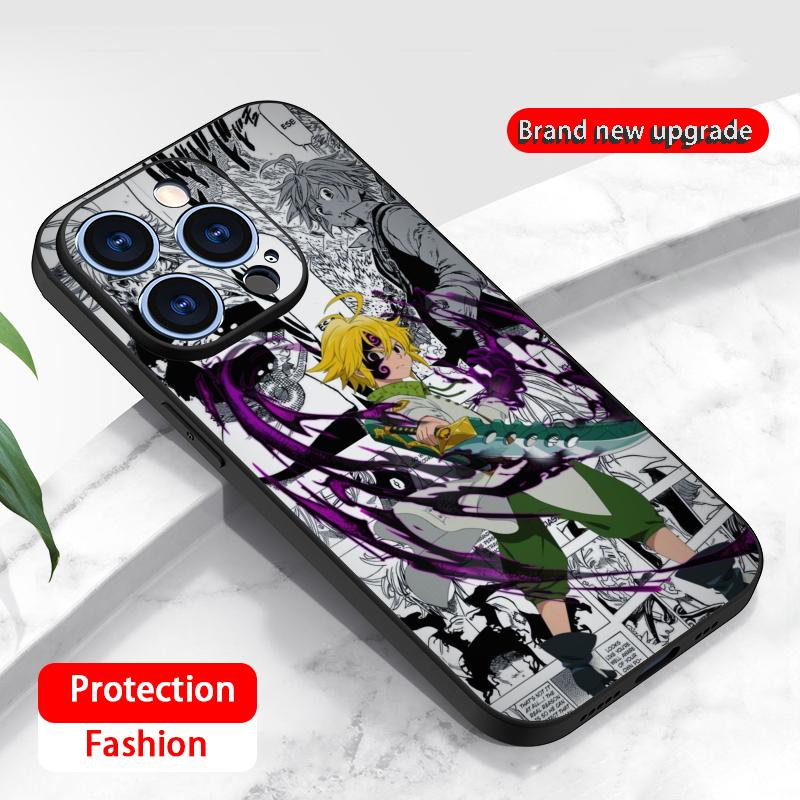 Постер Мелиодас Семь смертных грехов Чехол для телефона Для iPhone 17 16 16e 15 14 13 12 Plus Mini Pro Max Мягкий черный Ударопрочный чехол