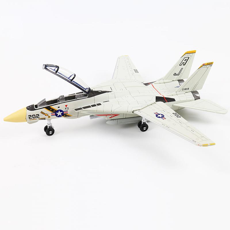 1:Модель истребителя F-14 Tomcat в масштабе 72 - Бело-черный самолет из АБС-пластика с детализированным дизайном, длина 10,24 дюйма