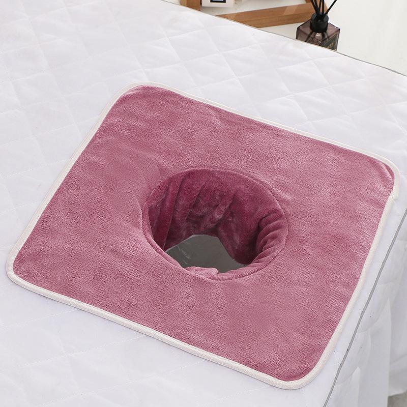 35*35cm Thickened Beauty SPA Massage Table Planking Face Towel with Hole Bed Bandana
