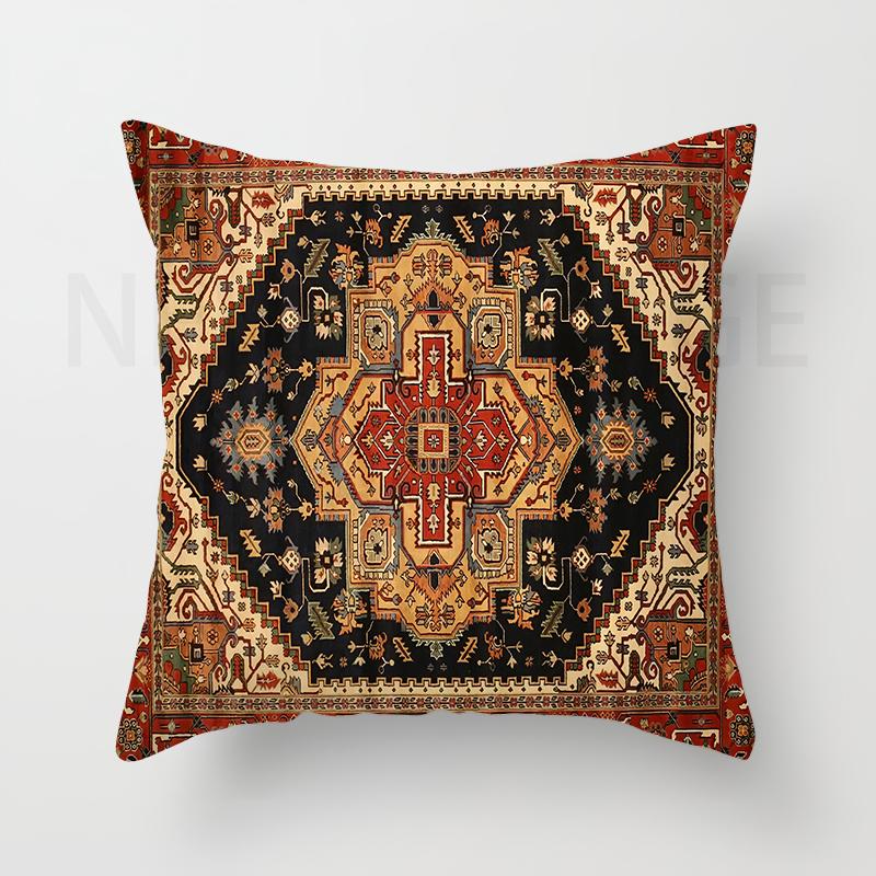 Red Moroccan Ethnic Short Plush Pillowcase Living Room Bedroom Sofa Cushion Cover Home Decor 40x40 45x45 50x50 60x60
