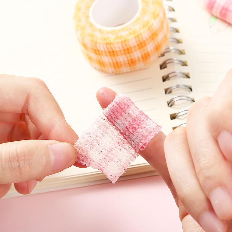 Милый мультяшный эластичный бинт для пальцев - Нетканый, Самоклеящийся, Прочный Студенческий Защитный Бинт