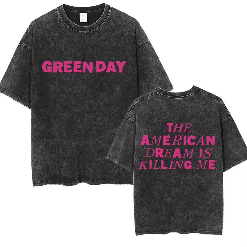 Стирка Винтажные Панк-группа Green Day Kerplunk Графические Футболки Мужские Женские Готический Рок Ретро Футболки Мужские s Оверсайз Футболки