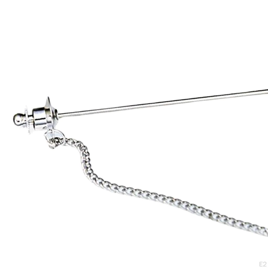 Bar Pin for Men, with Chain Badges Tie Clips Jewelry Decor 70mm Gifts