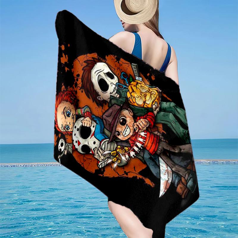 Horror Movie Characters Beach Towel, Super Soft Microfiber, Gift for Her/Him, Birthday, for Pool, Beach, Travel, Home Decor Fan gifts