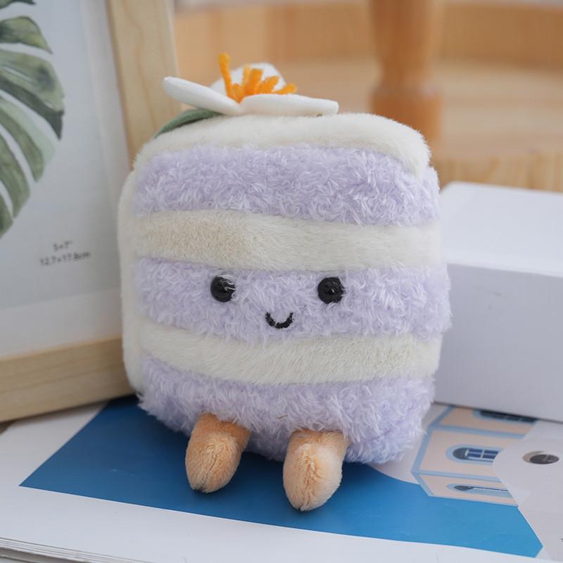 Adorable Plush Triangle Cake Keychain Soft Toy Cute Dessert Pendant For Girls