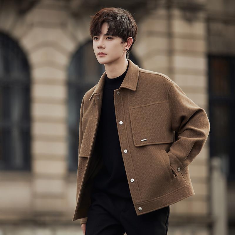 The New Korean Version of Solid Color Woolen Casual Fashion Men's Short Jacket Jacket Is Trendy