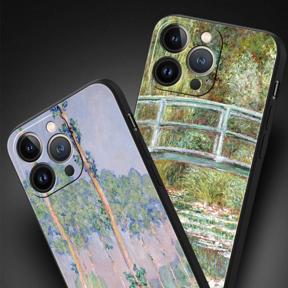 Claude Monet Impressionism Painter Luxury Soft Phone Case For iPhone 13 15 14 12 11 Pro MAX XR X SE XS 7 8 Plus Silicone Cover